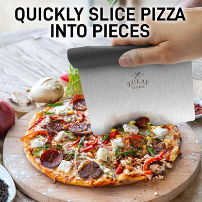 Zulay Kitchen - Multi-purpose Stainless Steel Bench Scraper & Chopper: Gray Handle