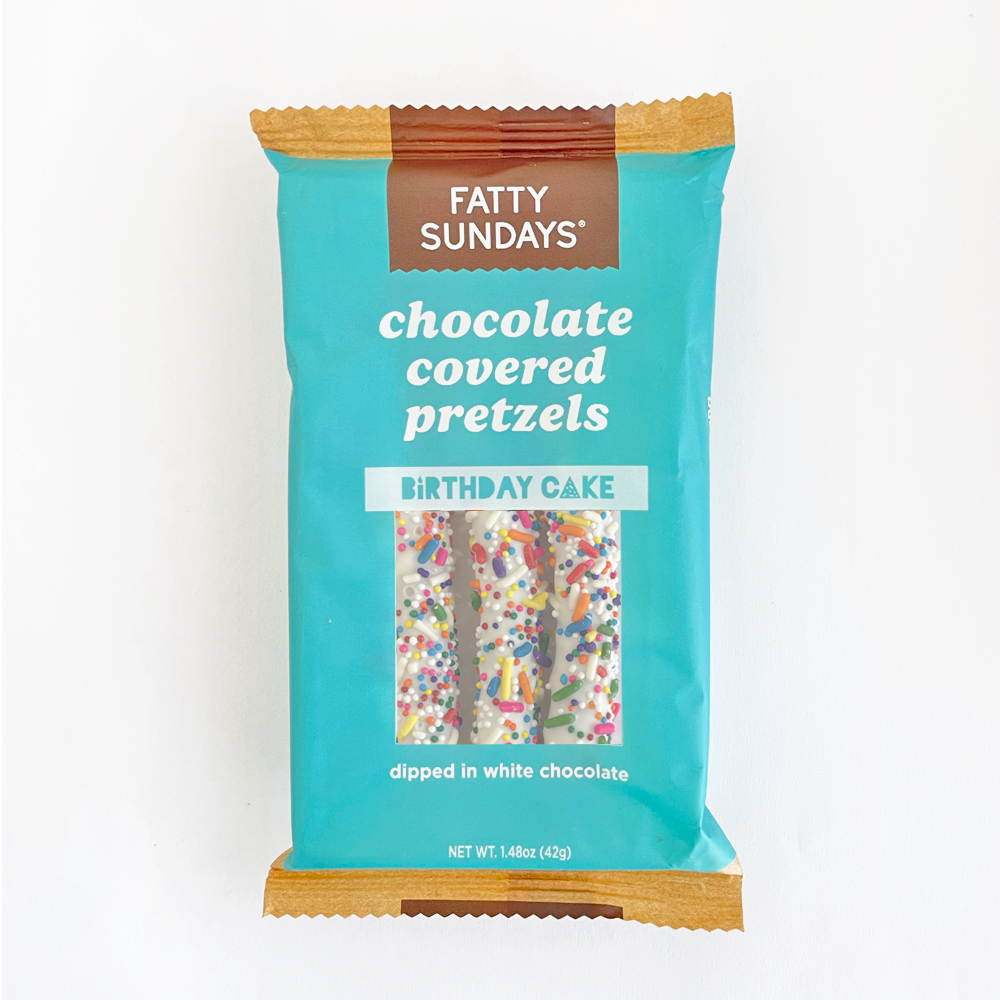 Birthday Cake Chocolate Covered Pretzel Snack Pack (3-pack)