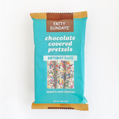 Birthday Cake Chocolate Covered Pretzel Snack Pack (3-pack)