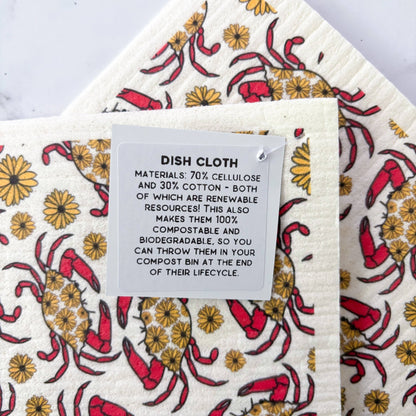 Jami Creates - Maryland Red Crab Swedish Dish Cloth