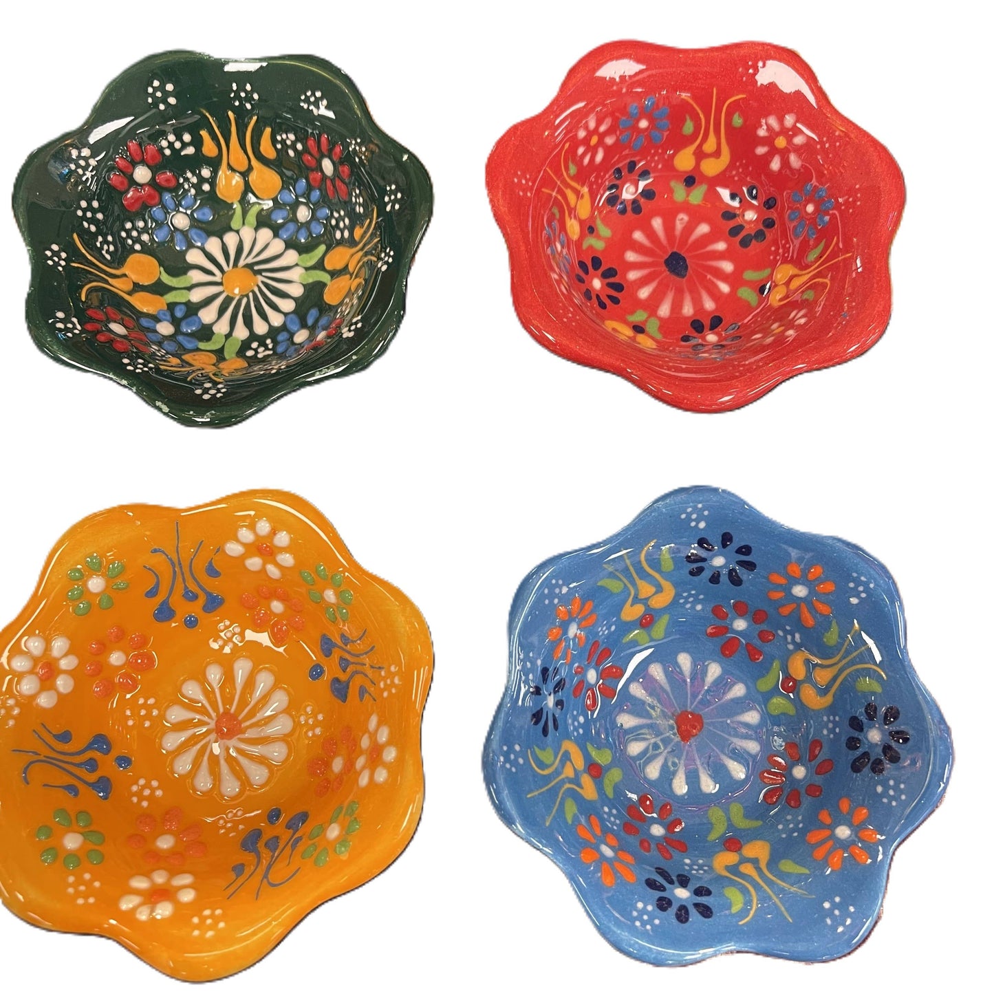 Import Corner - 39682: 2" ROUND CERAMIC EMBOSSED DAISY BOWL