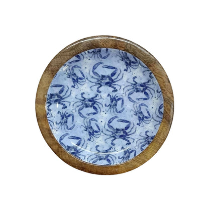 Blue Watercolor Crab 5" Round Dish