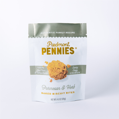 Piedmont Pennies - Parmesan & Herb Cheese Crackers, Medium Pouches