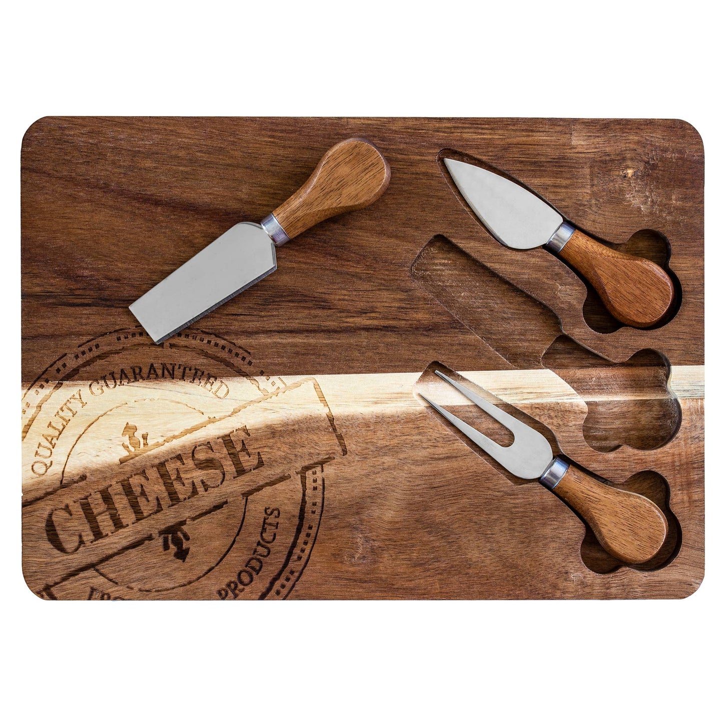Totally Bamboo - 4-Pc. Acacia Wood Cheese Board & Cheese Tool Set