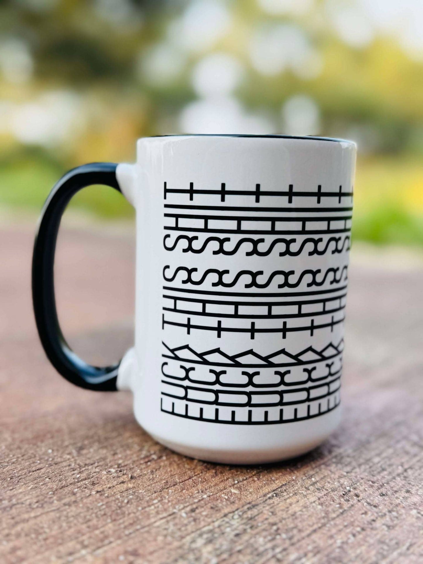 Mugsby - Fuck This Shit Mug, Tire Track Mug, Hidden Message Mug: Fuck This Shit / 15oz