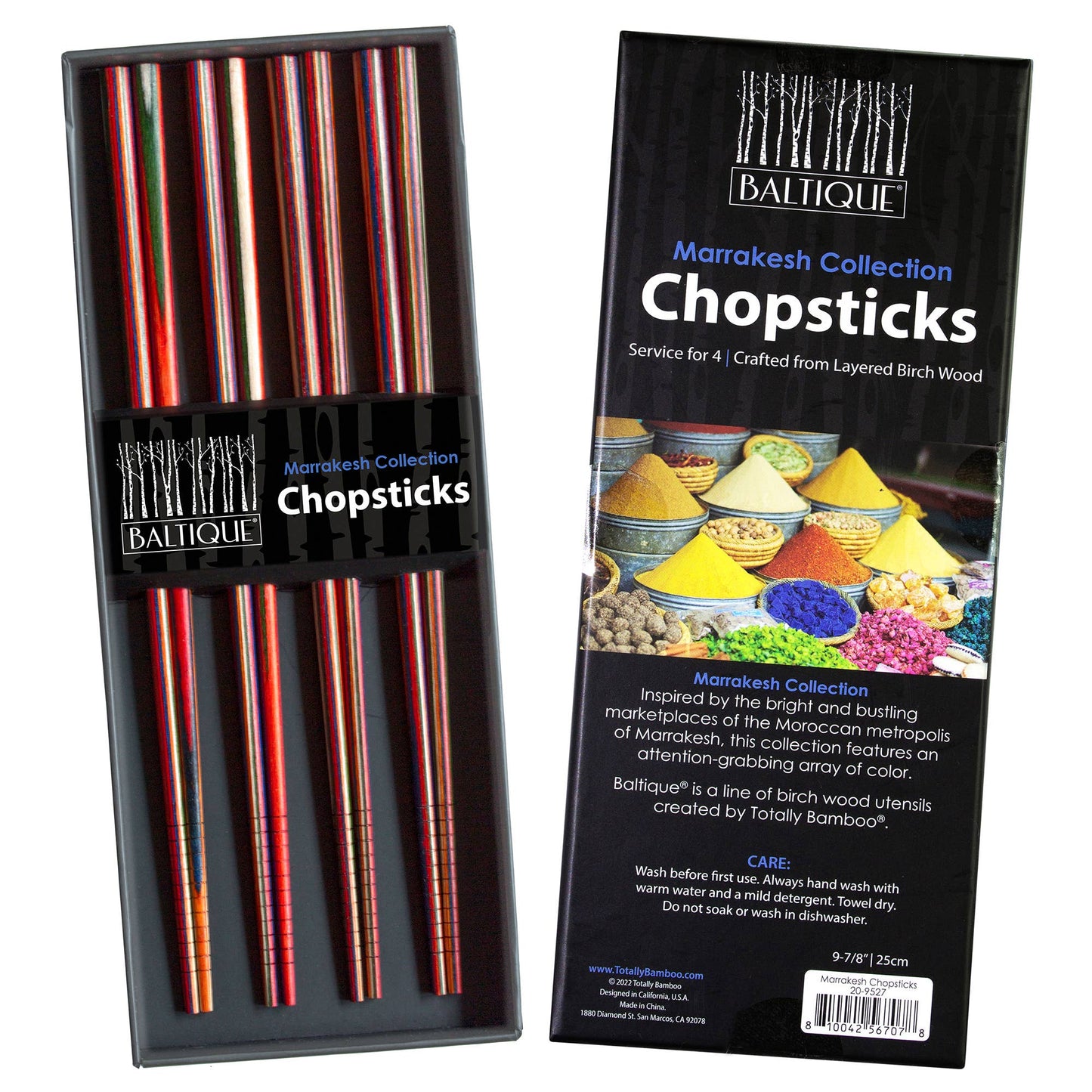 Totally Bamboo - Baltique® Marrakesh Collection Reusable Chopsticks, 4 Pairs
