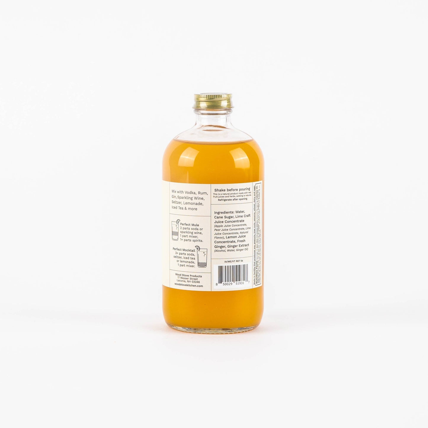 Wood Stove Kitchen - Moscow Mule (Ginger & Lime) Natural Cocktail and Mocktail Mixer, 16 fl oz