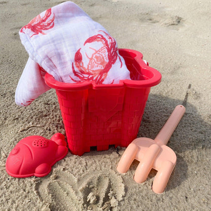 Pink Crab Baby Muslin Swaddle Receiving Blanket