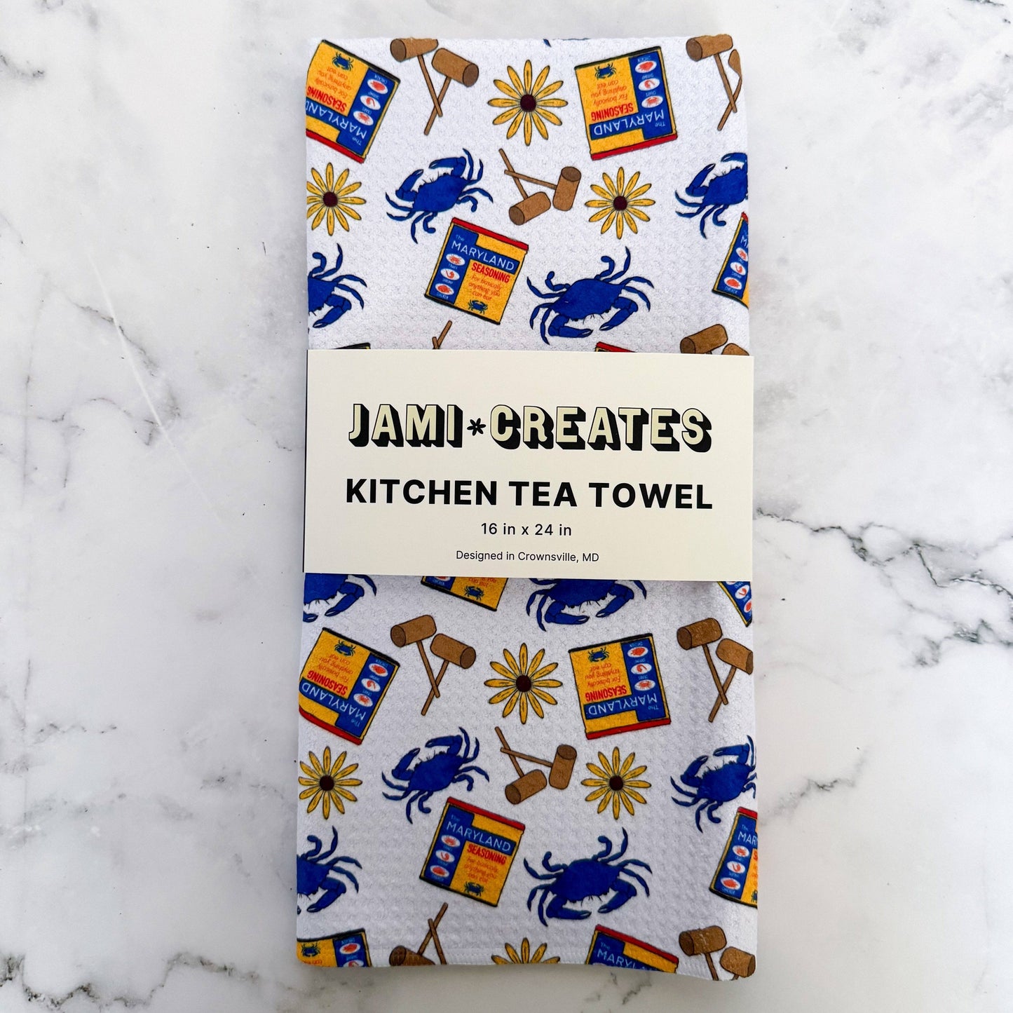 Maryland Seasoning Crab Feast Kitchen Dish Towel