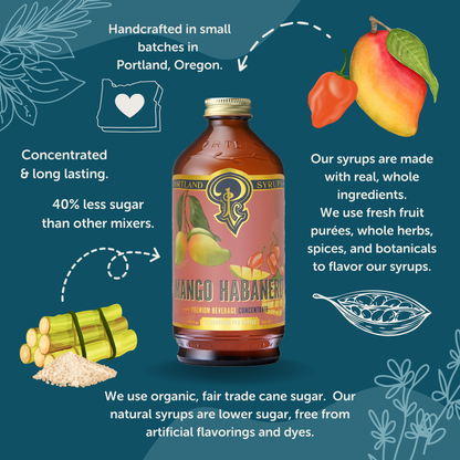 Portland Syrups | Mango Habanero Syrup 12oz  - cocktail / mocktail drink mixer