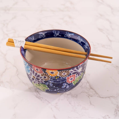 Flora Mix Bowl With Chopsticks Set