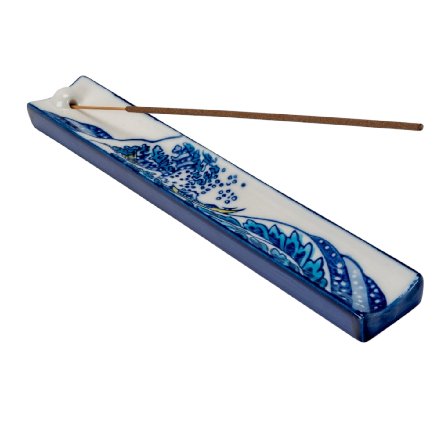 Handpainted Great Wave Ceramic Incense Holder