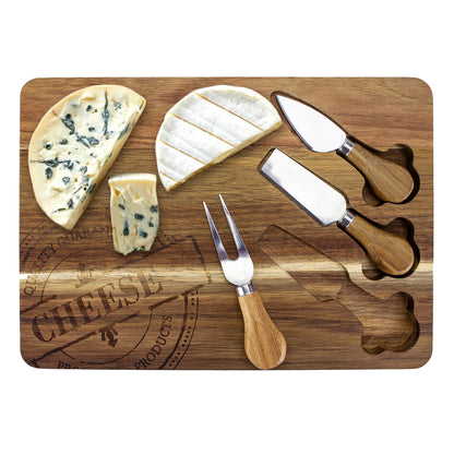 Totally Bamboo - 4-Pc. Acacia Wood Cheese Board & Cheese Tool Set