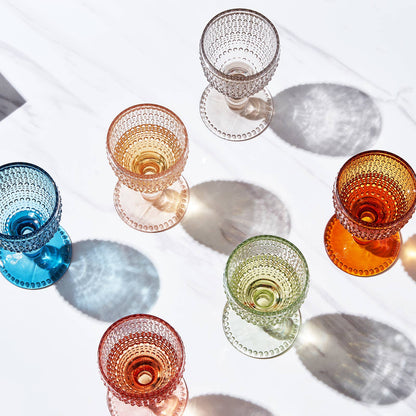 The Wine Savant- Beaded Goblet Wine Drinking Glasses Set | Set of 6 | 14.8 OZ
