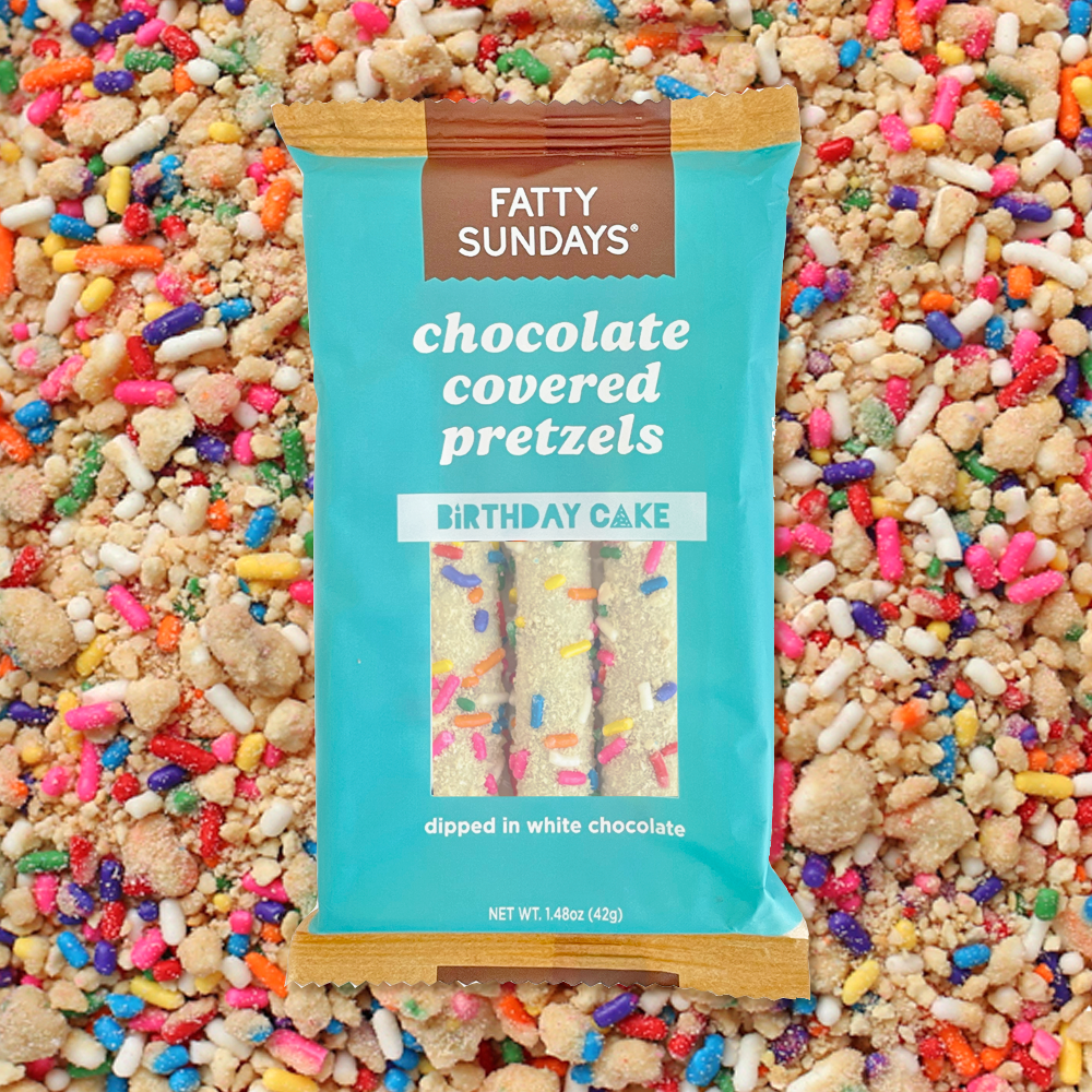 Birthday Cake Chocolate Covered Pretzel Snack Pack (3-pack)