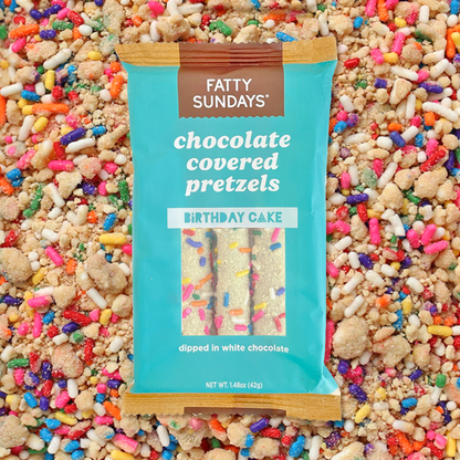 Birthday Cake Chocolate Covered Pretzel Snack Pack (3-pack)