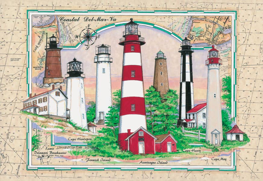 Heritage Puzzle - Coastal Lighthouses of Del-Mar-Va  1000 Piece Puzzle