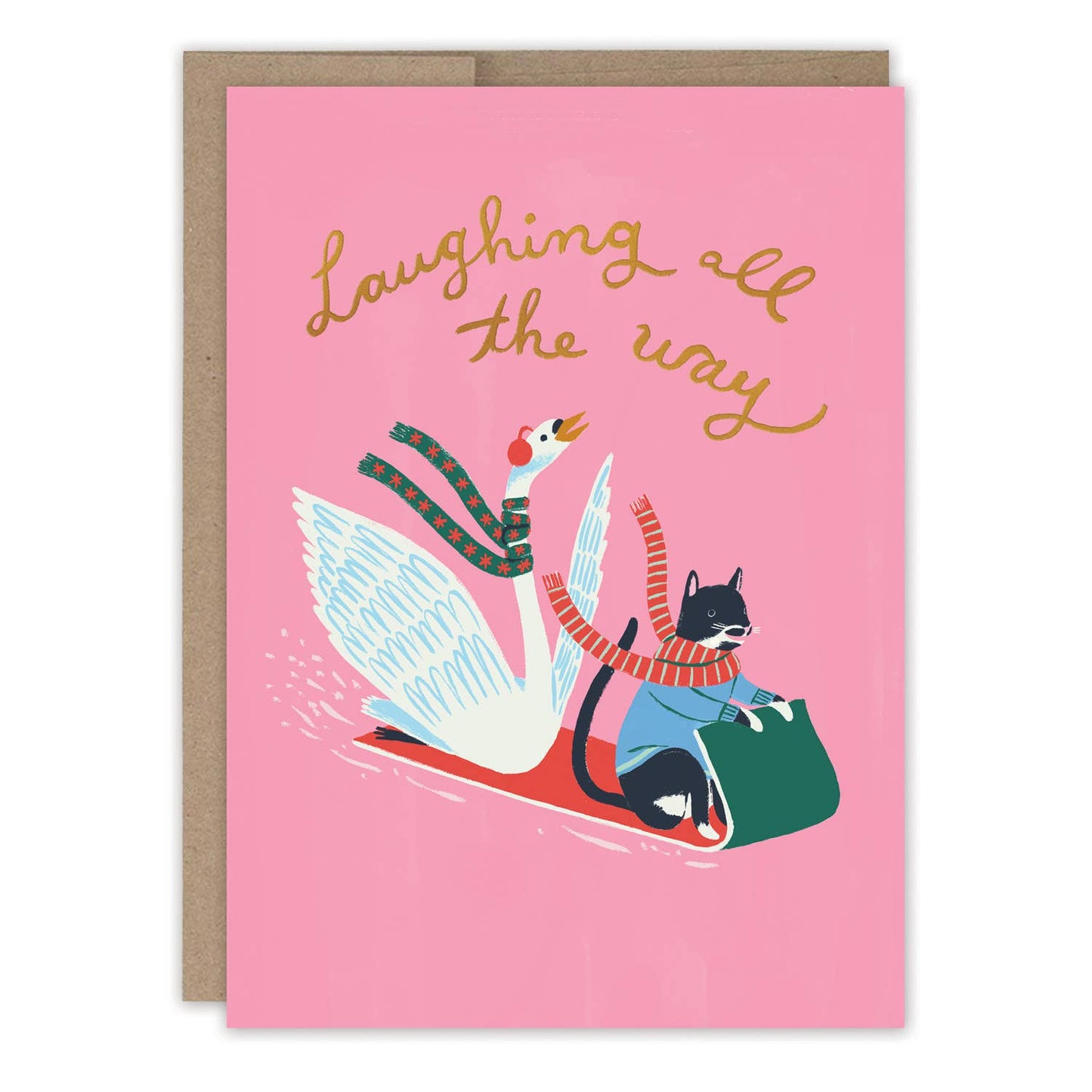Biely & Shoaf - Laughing All The Way Swan & Cat Holiday Card