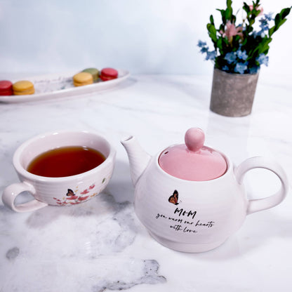 "Mom" Tea for One Set - 14.5 oz Teapot & 10 oz Cup