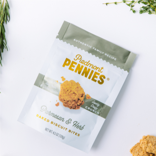 Piedmont Pennies - Parmesan & Herb Cheese Crackers, Medium Pouches