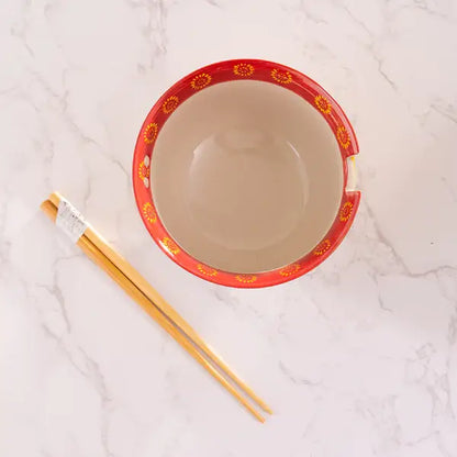 Japanese Crane Bowl With Chopsticks Set
