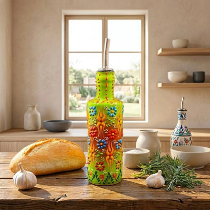 Hand-Painted Turkish Ceramic Olive Oil Dispenser