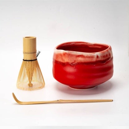 Matcha Set 20oz Porcelain Latte Bowl with Whisk and Scoop Red Pink (1/16)