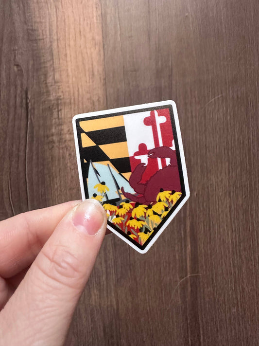 the letters mdn - Maryland Banner Vinyl Sticker: Small