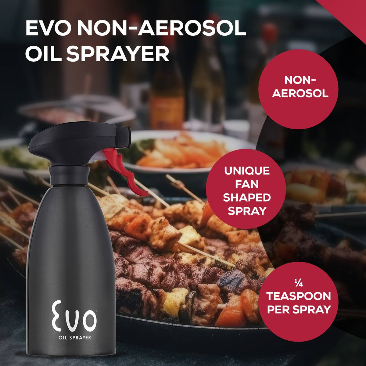 Evo Stainless Steel Oil Sprayer – 16oz Black