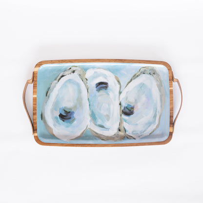 Kim Hovell Art - Wooden Serving Tray (Rectangle) - Coastal Oysters