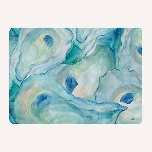 Awash in Oysters Glass Cutting Board