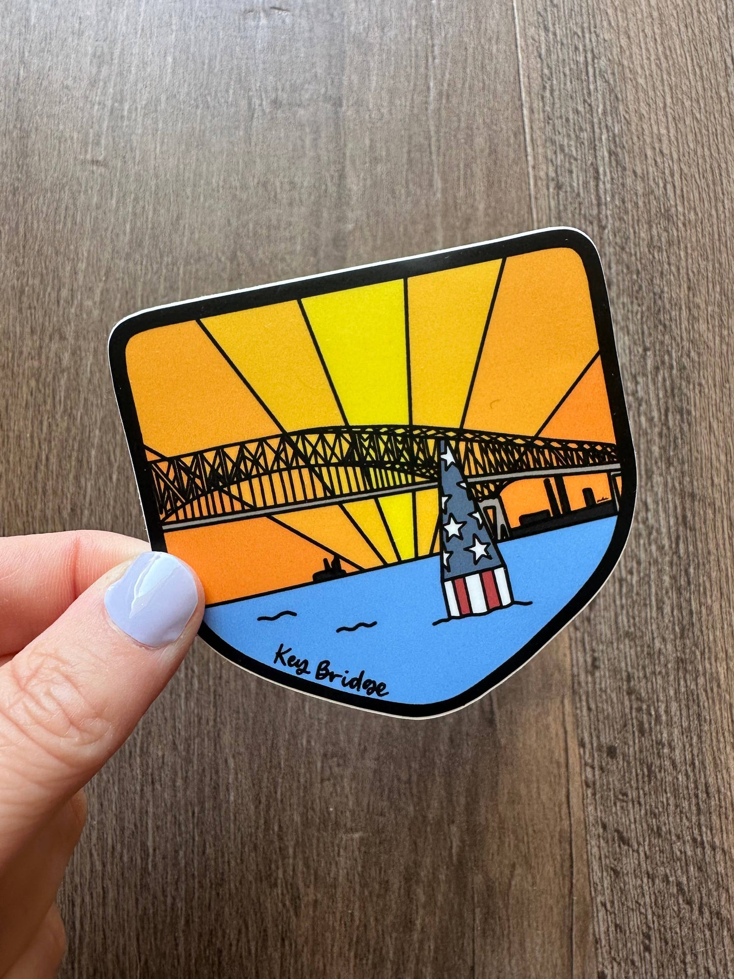 the letters mdn - Key Bridge Maryland Badge Vinyl Sticker