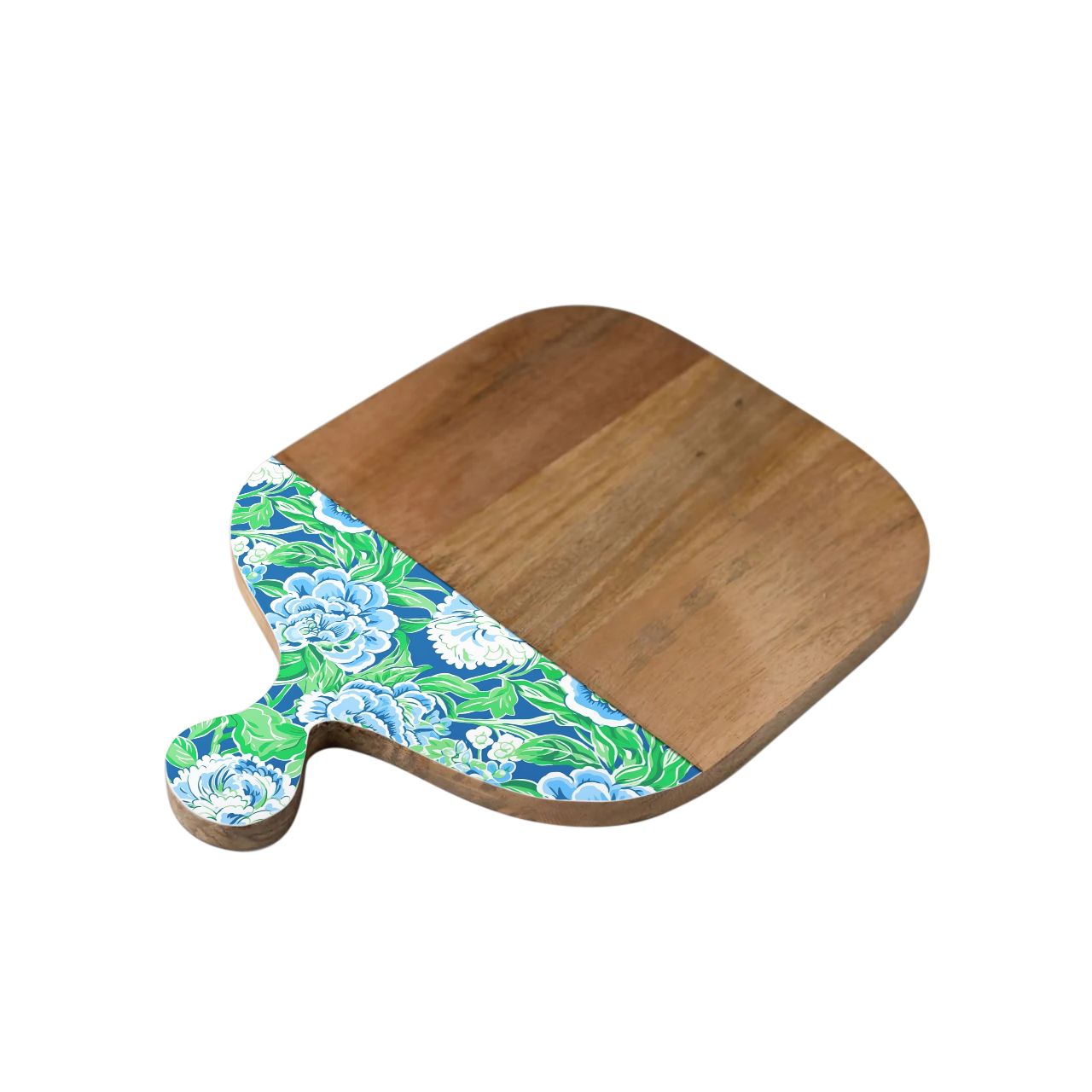 Blue & Green Floral Cutting Board – 12" x 16"