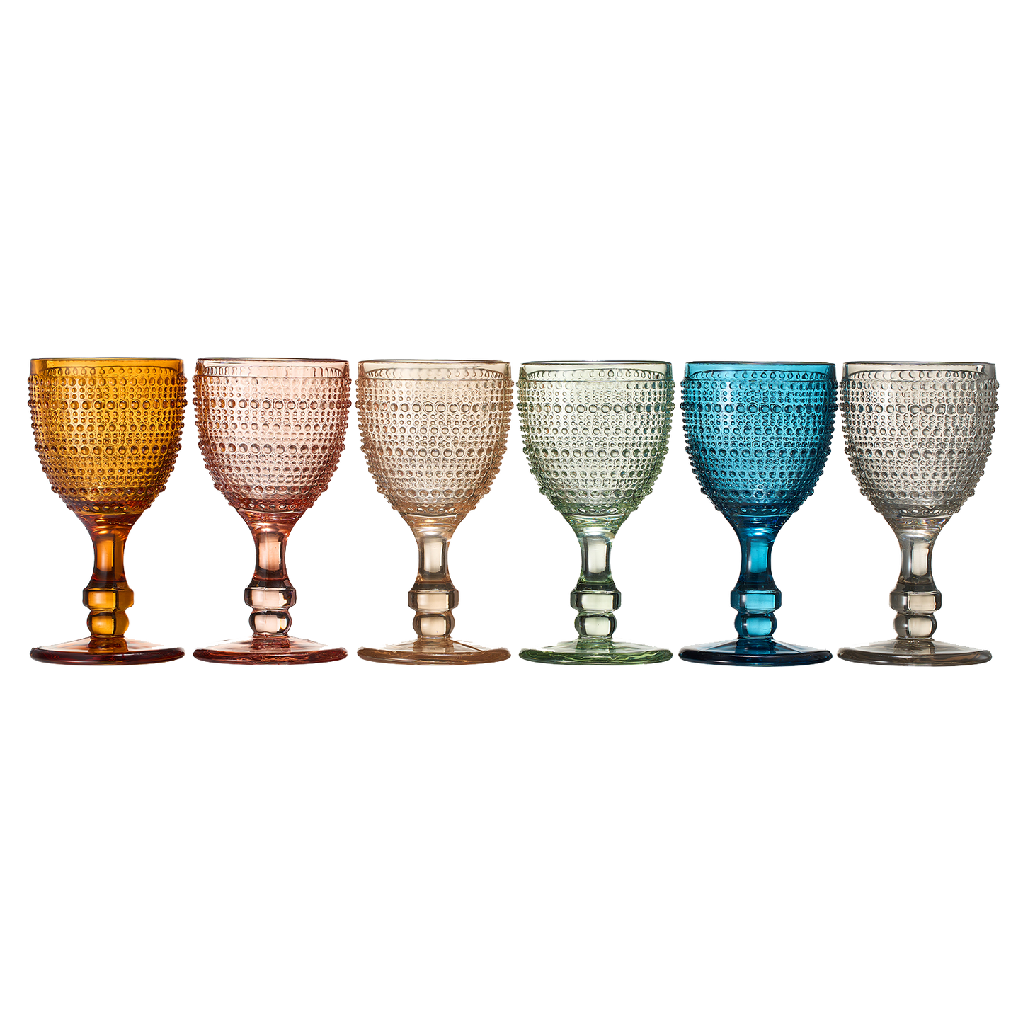 The Wine Savant- Beaded Goblet Wine Drinking Glasses Set | Set of 6 | 14.8 OZ