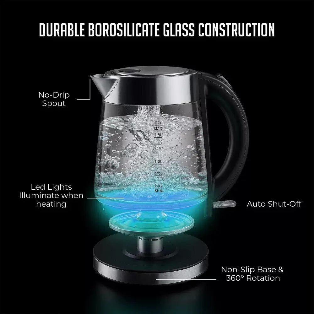 Speed-Boil 1.7L Borosilicate Glass Electric Kettl
