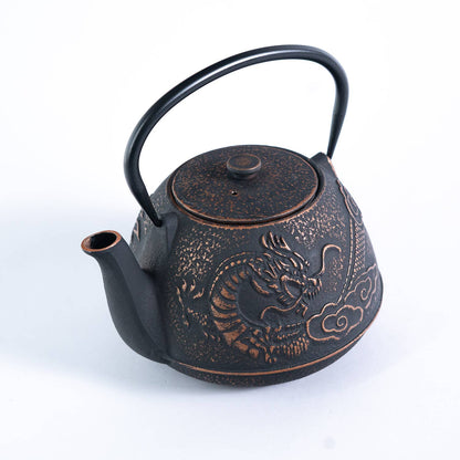 Bronze Dragon Design 40oz Cast Iron Tea Pot