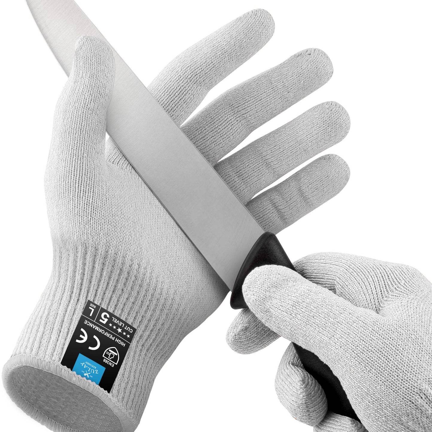 Zulay Kitchen - Cut Resistant Gloves Level 5 Protection - Large: Gray