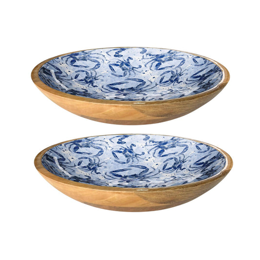 Blue Watercolor Crab Shallow 10"
