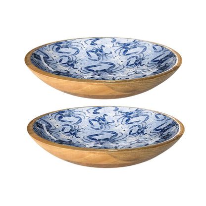 Blue Watercolor Crab Shallow 14"