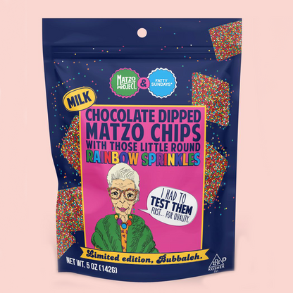 Chocolate Covered Matzo Chips (Rainbow Sprinkles)