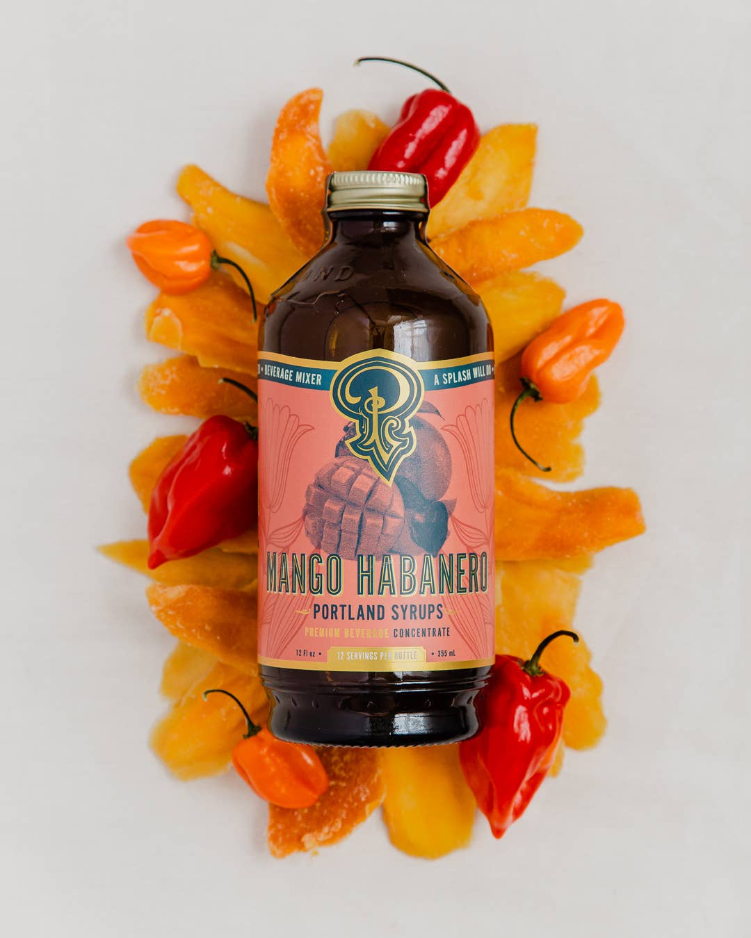 Portland Syrups | Mango Habanero Syrup 12oz  - cocktail / mocktail drink mixer