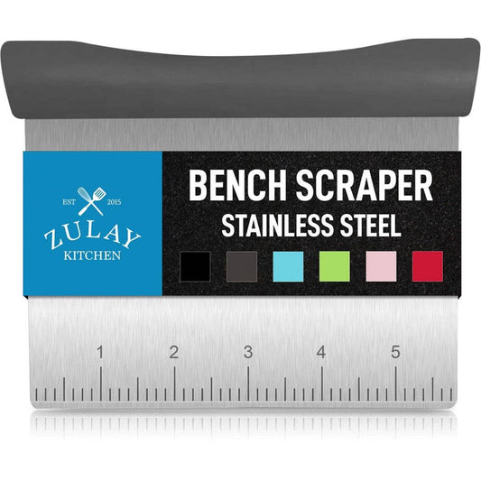 Zulay Kitchen - Multi-purpose Stainless Steel Bench Scraper & Chopper: Gray Handle