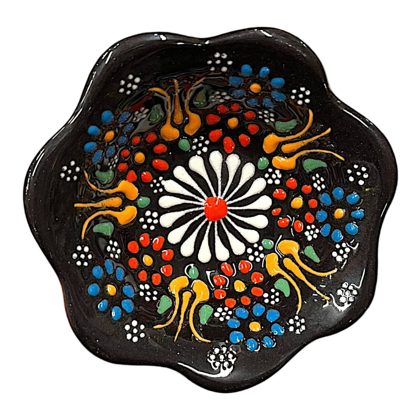 Import Corner - 39682: 2" ROUND CERAMIC EMBOSSED DAISY BOWL