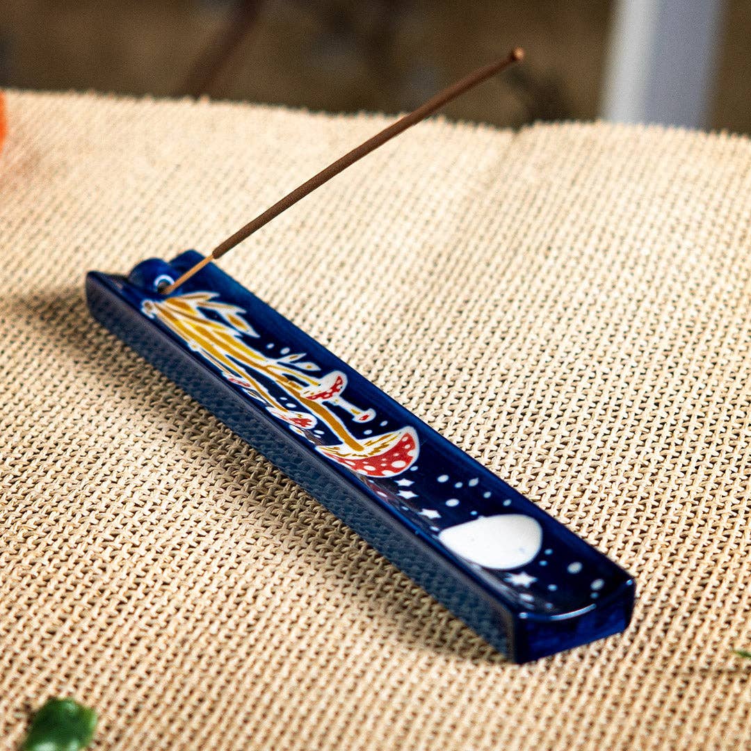 Handpainted Toadstool Ceramic Incense Holder