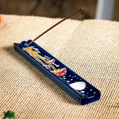 Handpainted Toadstool Ceramic Incense Holder