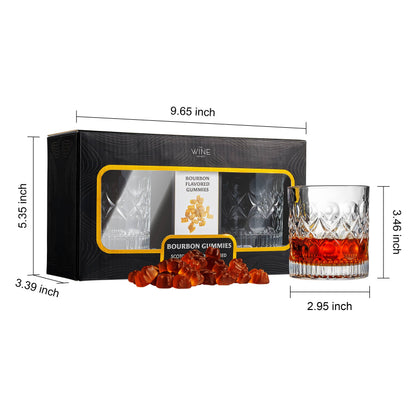 Bourbon Gummy Gift Set & Two Whiskey Glasses