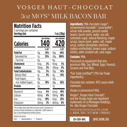 Mo's Milk Chocolate Smoked Bacon & Salt Bar: 45% Cacao
