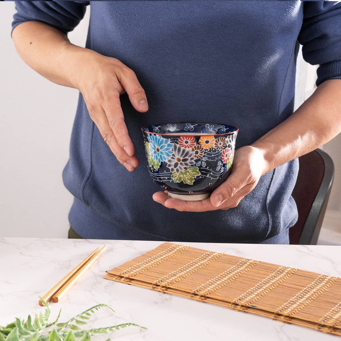 Flora Mix Bowl With Chopsticks Set