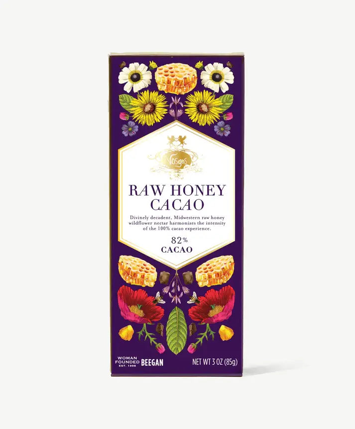 Dark Chocolate Wildflower Raw Honey Bar: 82% Cacao