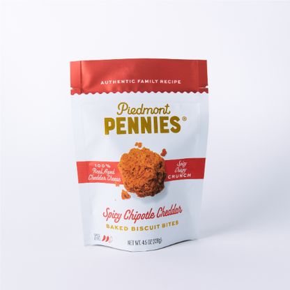 Piedmont Pennies - Spicy Chipotle Cheddar Cheese Crackers, Pouches